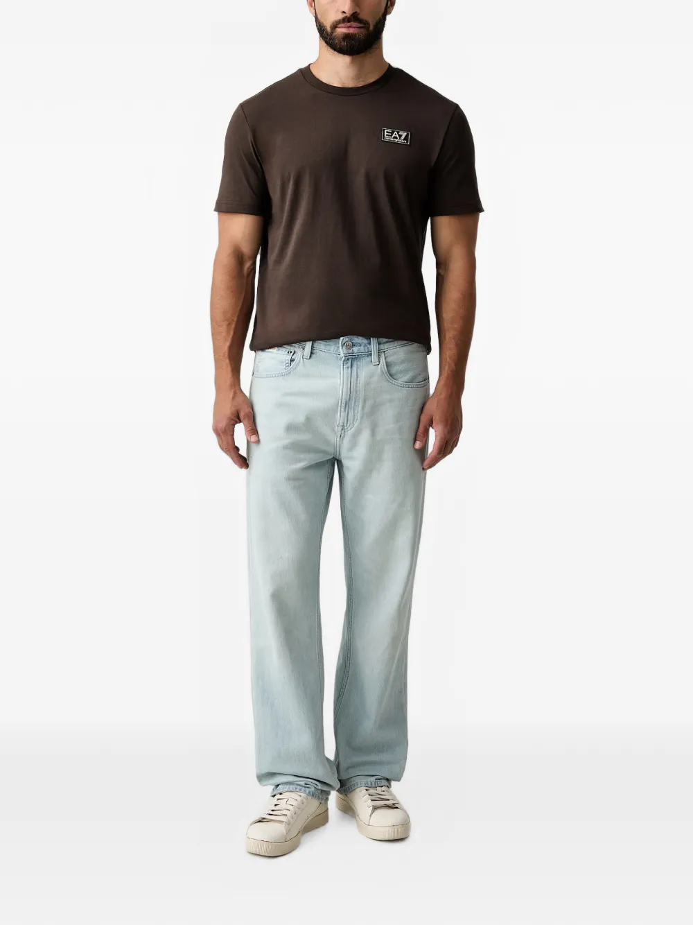 Ea7 Emporio Armani T-shirt met logopatch Bruin