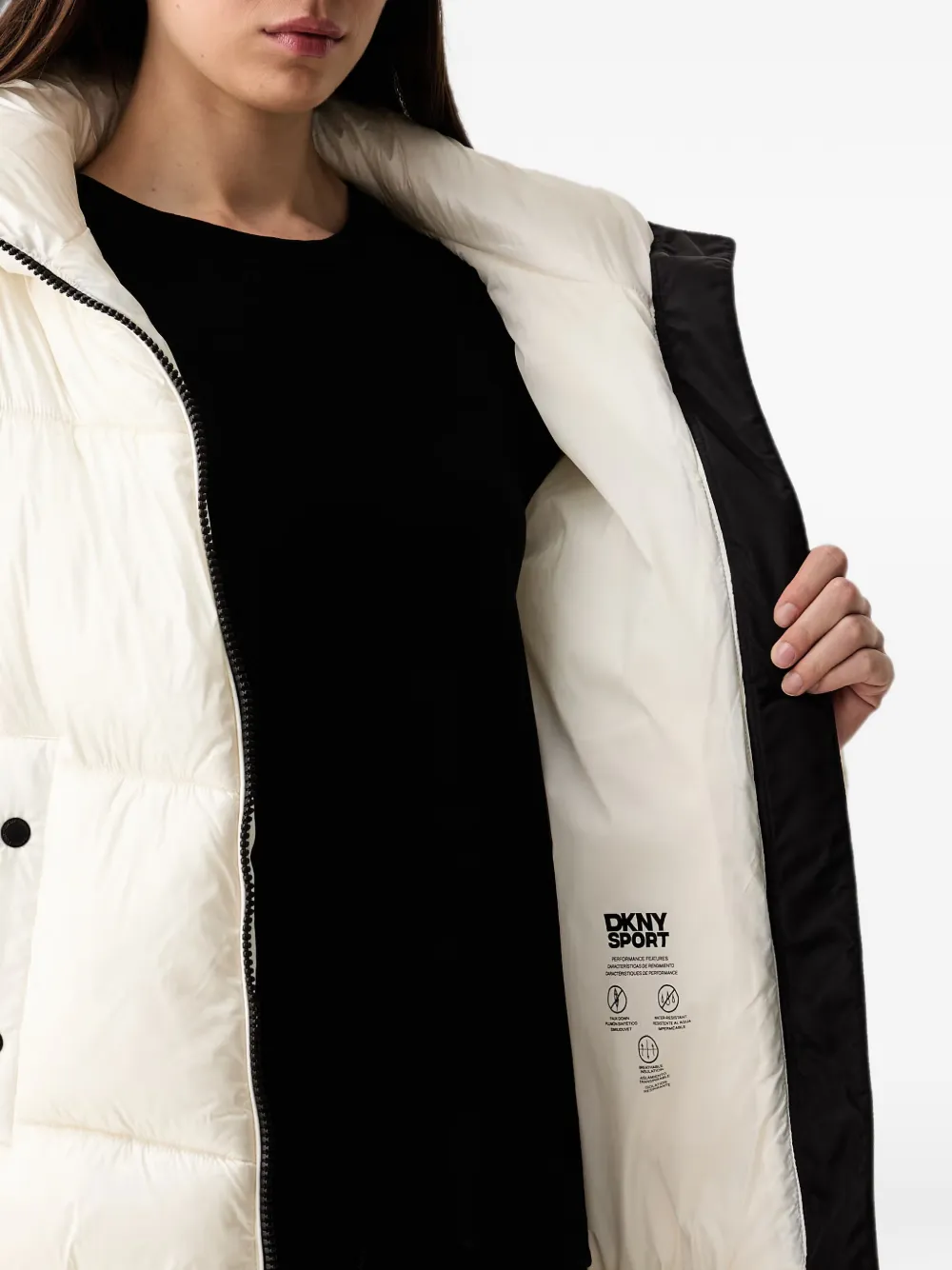 DKNY Gewatteerd jack met hoge hals Wit