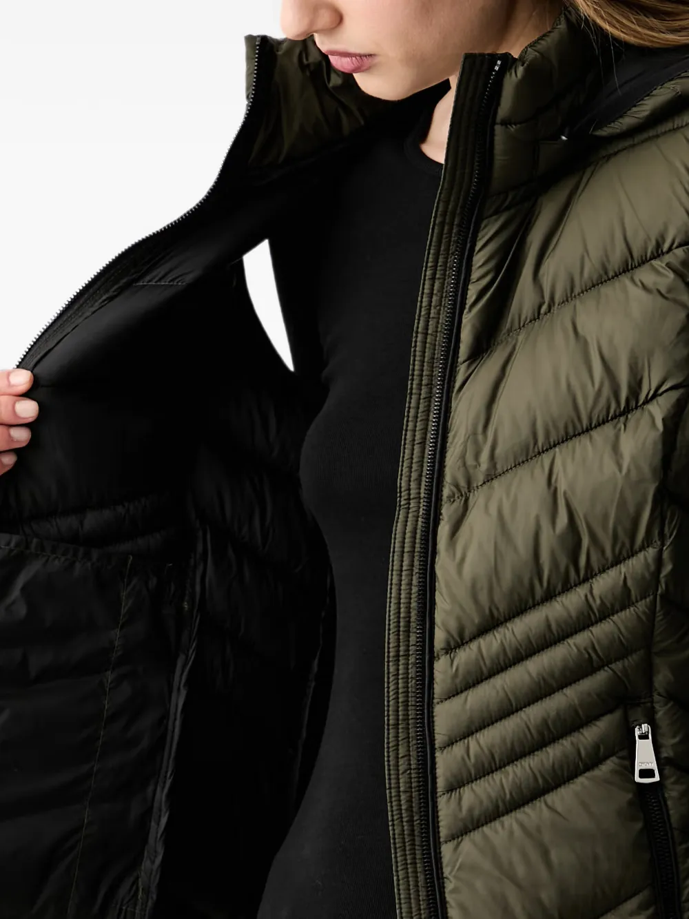 DKNY quilted hooded gilet Groen
