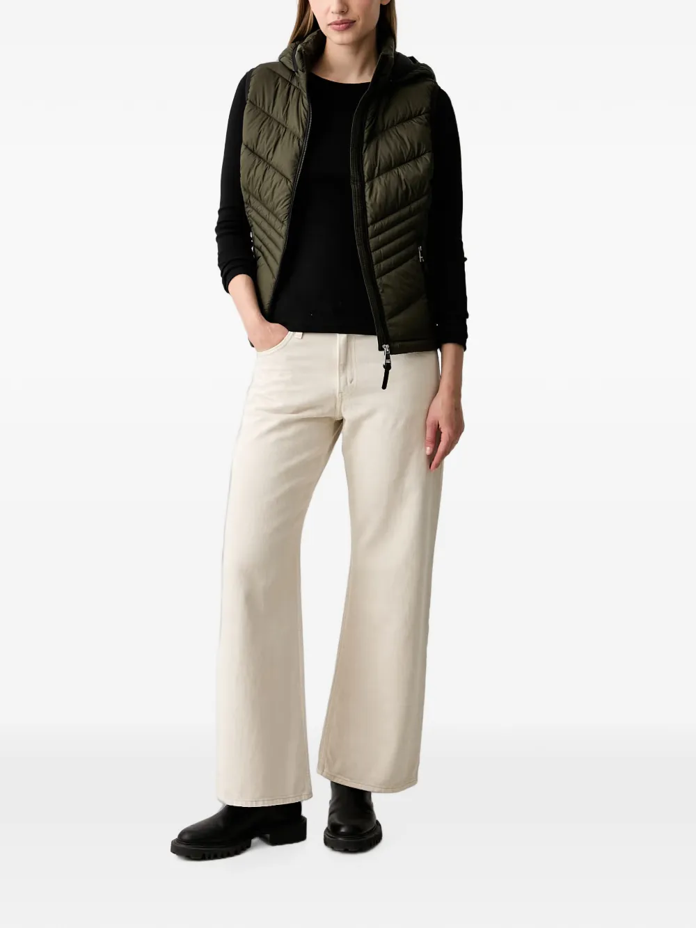 DKNY quilted hooded gilet Groen