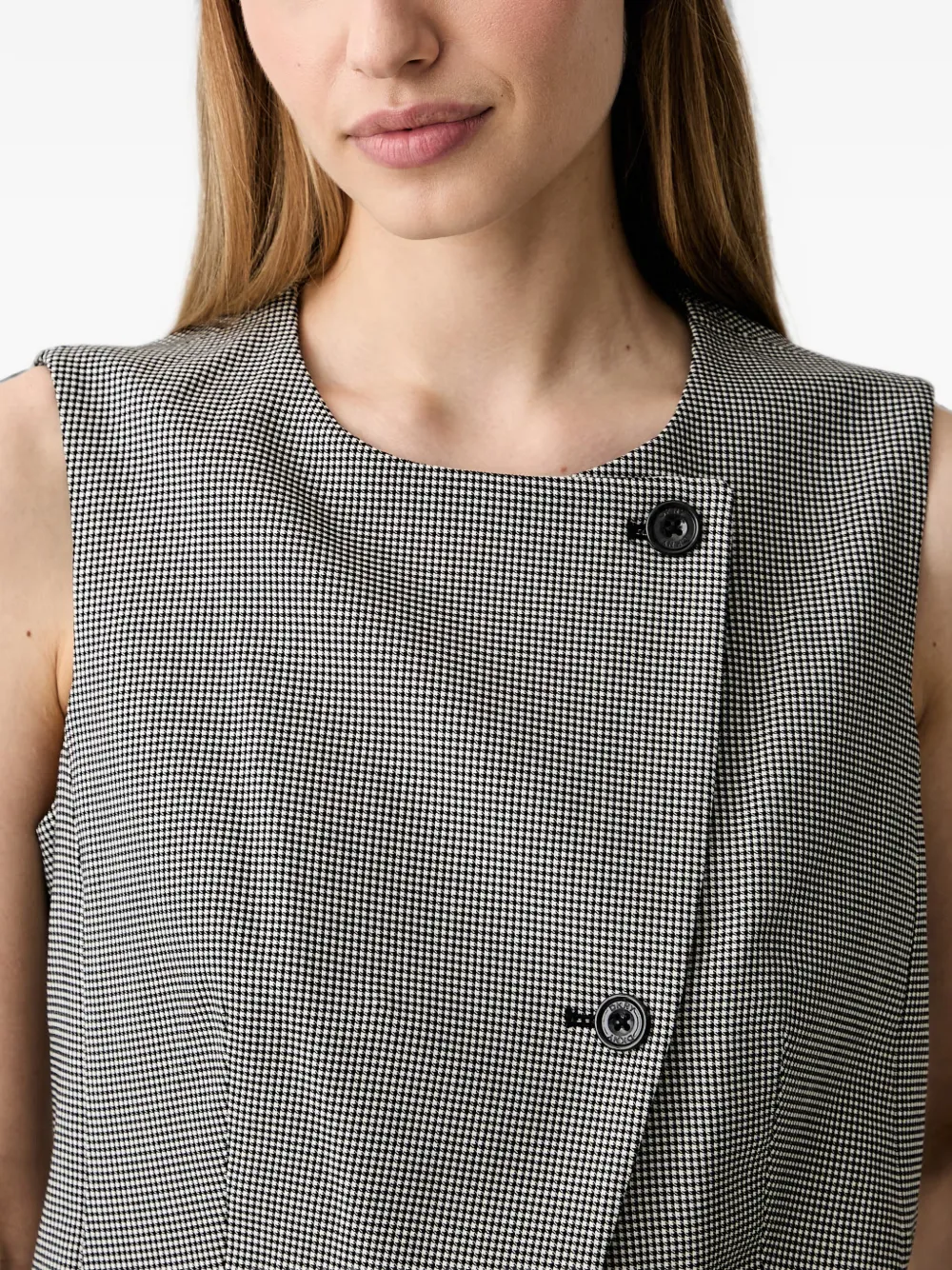 DKNY Top met pied-de-poule print Zwart