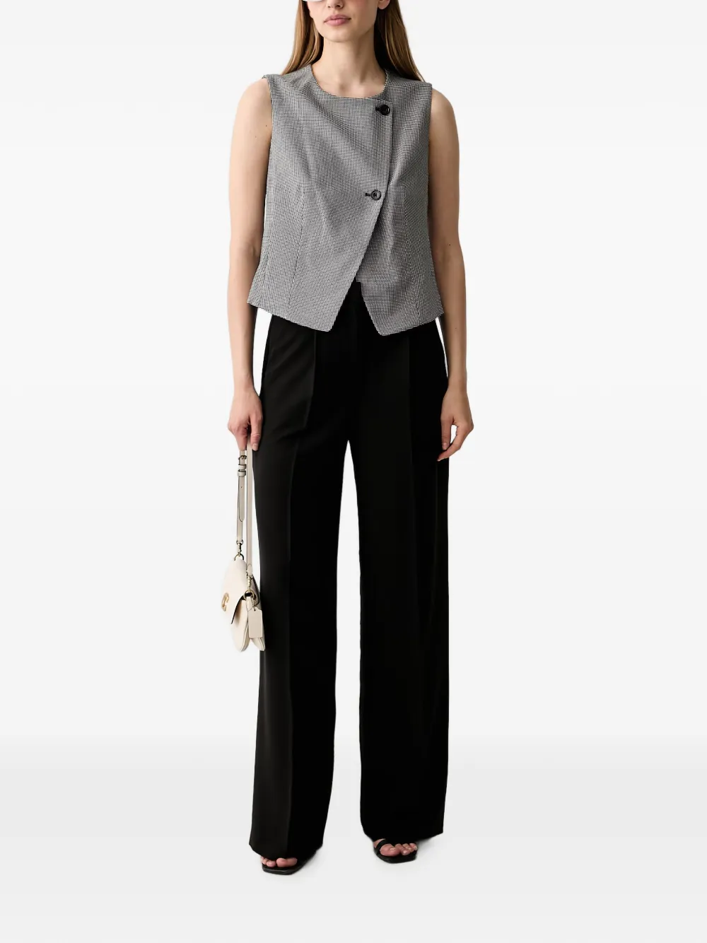 DKNY Top met pied-de-poule print Zwart