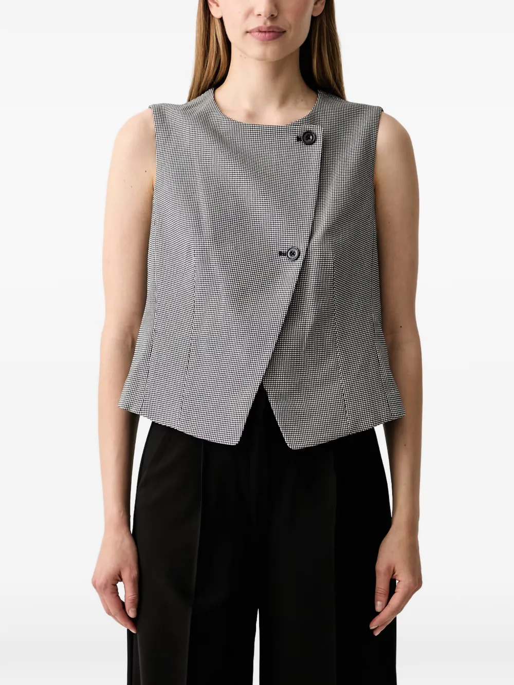 DKNY houndstooth-pattern wrap-style top - Nero
