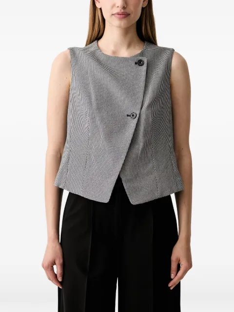 DKNY houndstooth-pattern wrap-style top