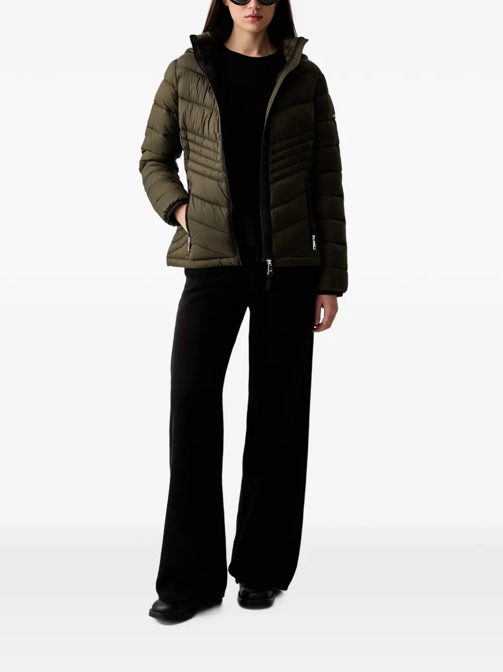 DKNY hooded quilted jacket Groen