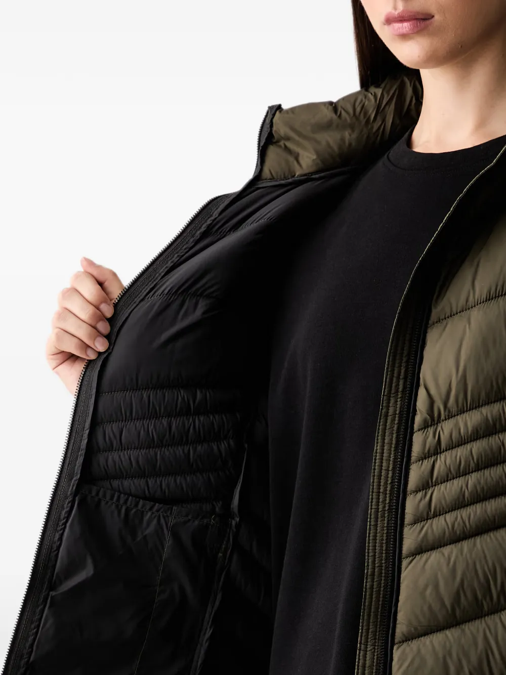 DKNY hooded quilted jacket Groen