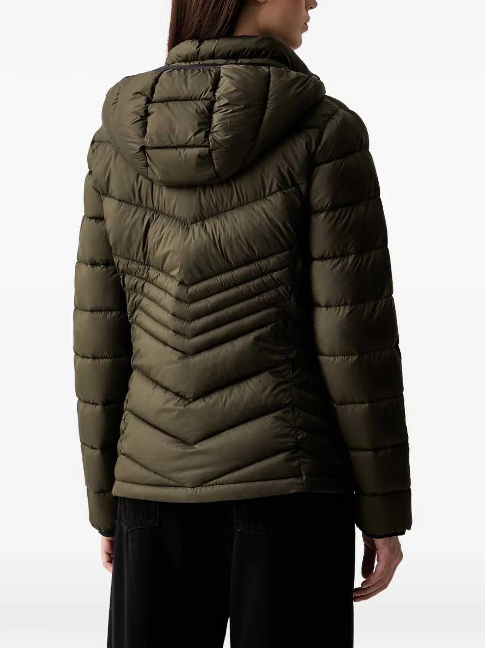 DKNY hooded quilted jacket Groen