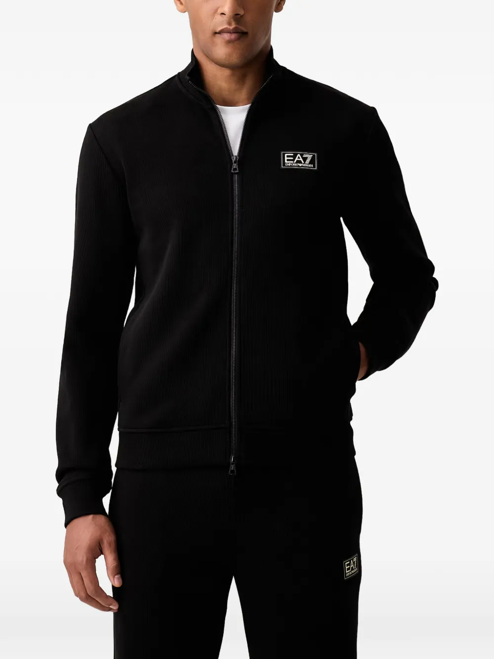Ea7 Emporio Armani logo-patch zip-up tracksuit - Schwarz