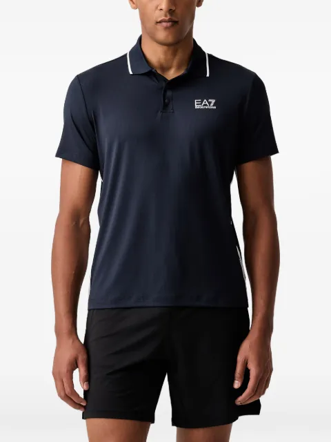 Ea7 Emporio Armani logo-print side-stripe polo shirt