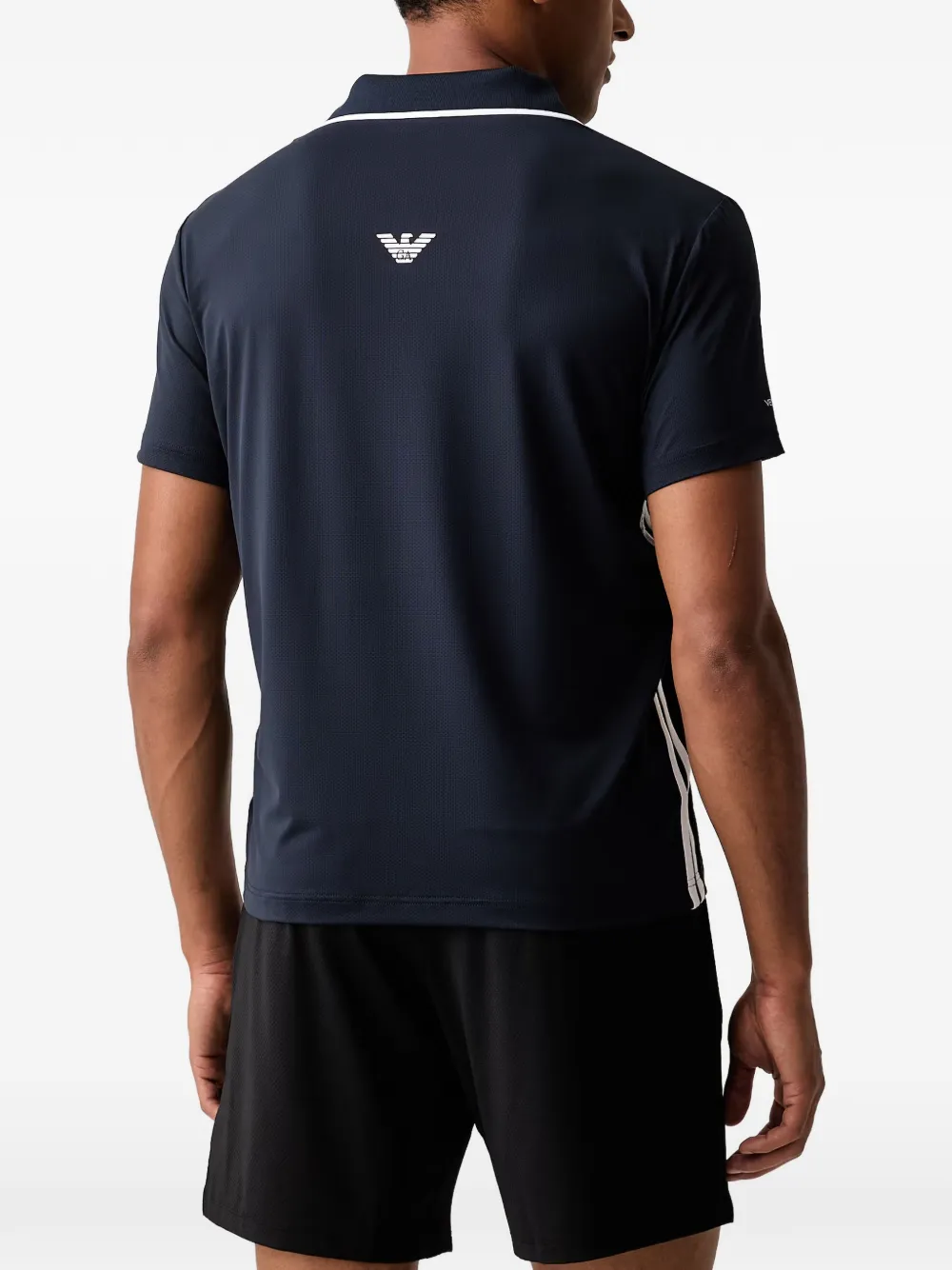 Ea7 Emporio Armani logo-print side-stripe polo shirt Blauw