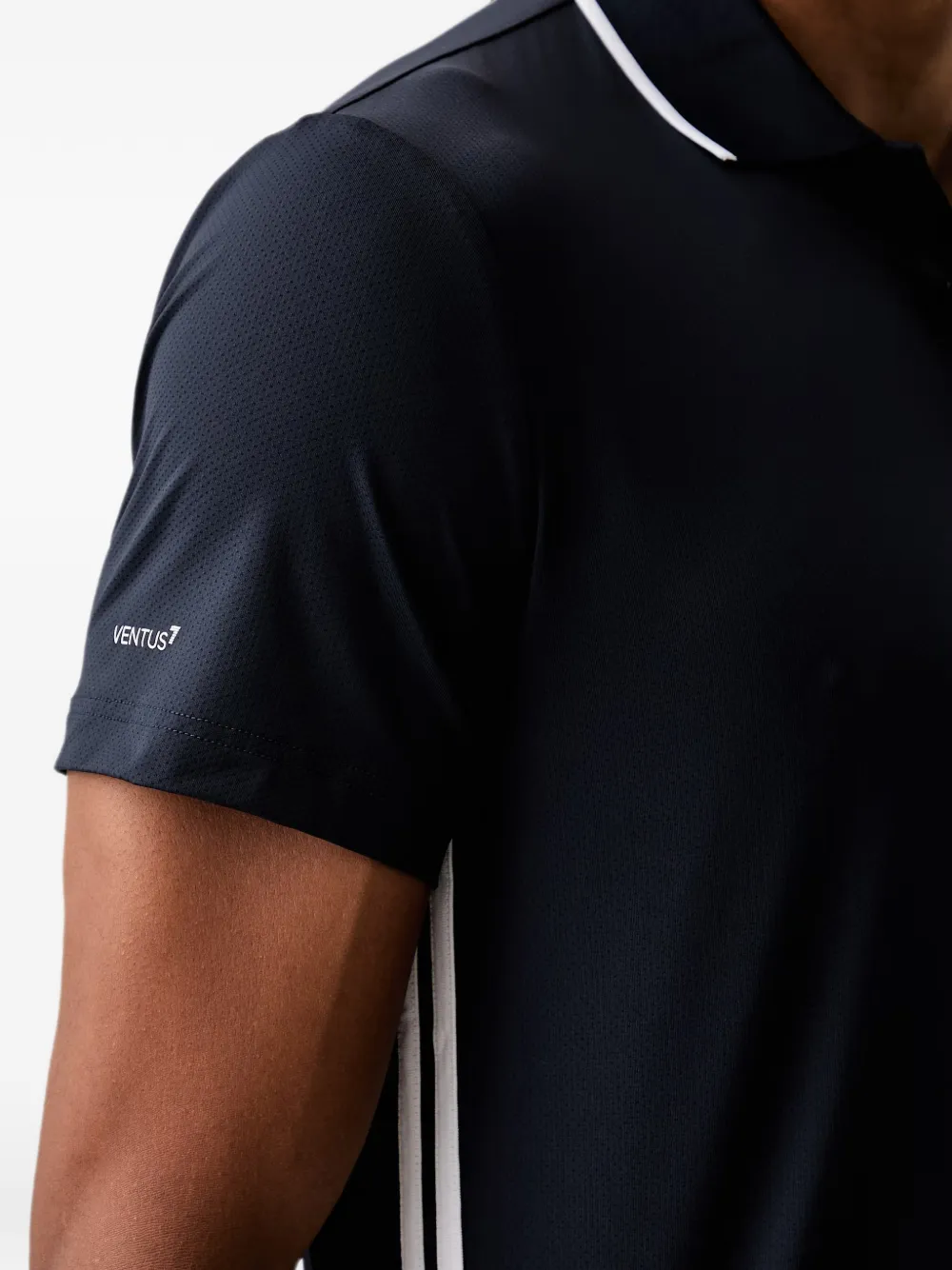 Ea7 Emporio Armani logo-print side-stripe polo shirt Blauw