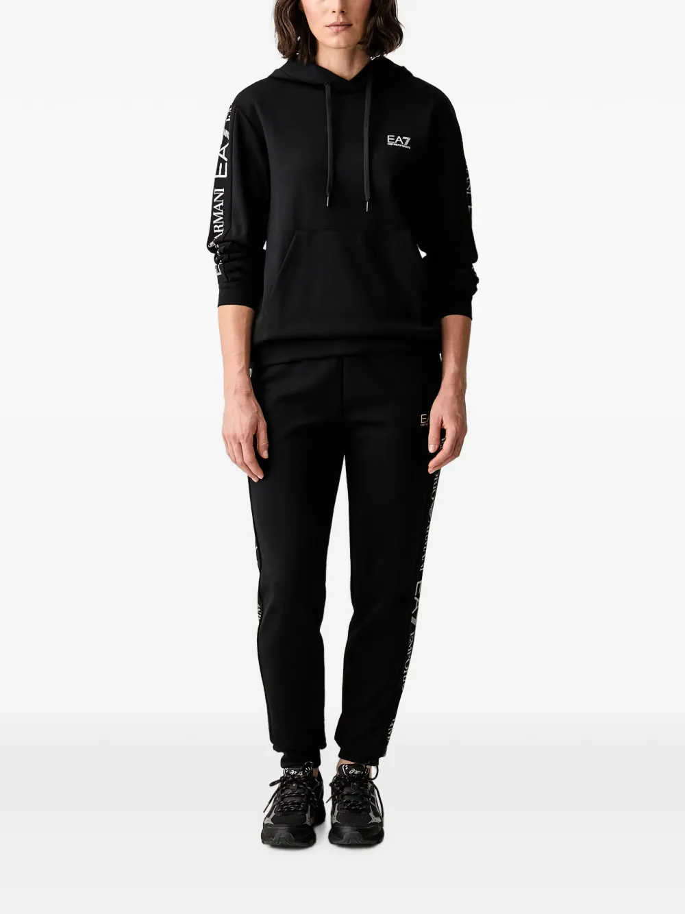 Ea7 Emporio Armani Trainingspak met logoband Zwart