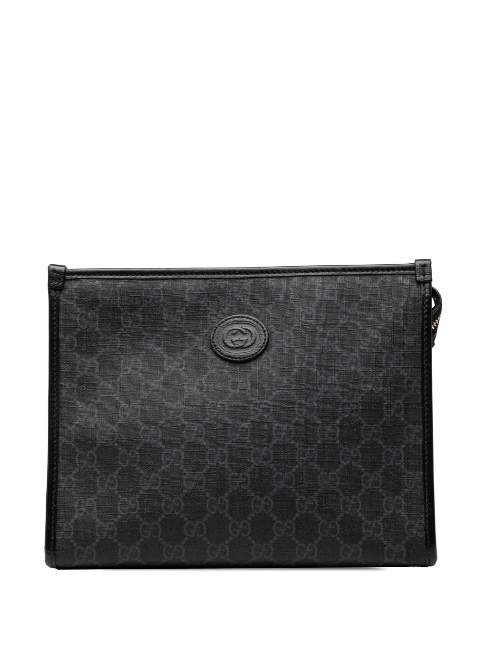 Pre-owned Gucci 2000-2015 Gg Supreme Retro Interlocking G Clutch Bag In Black