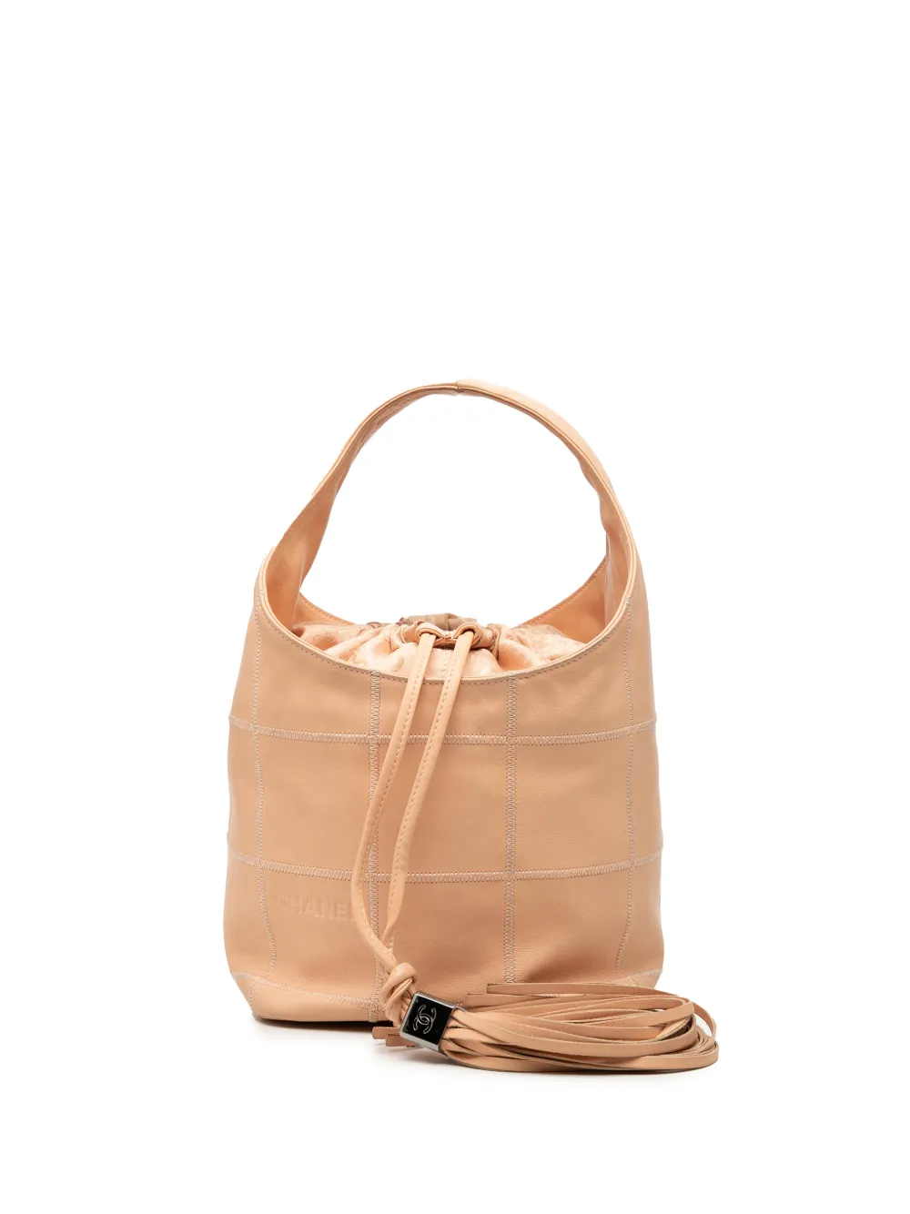 CHANEL Pre-Owned 2003-2004 Calfskin Square Stitch Tassel Hobo handbag - Neutrals