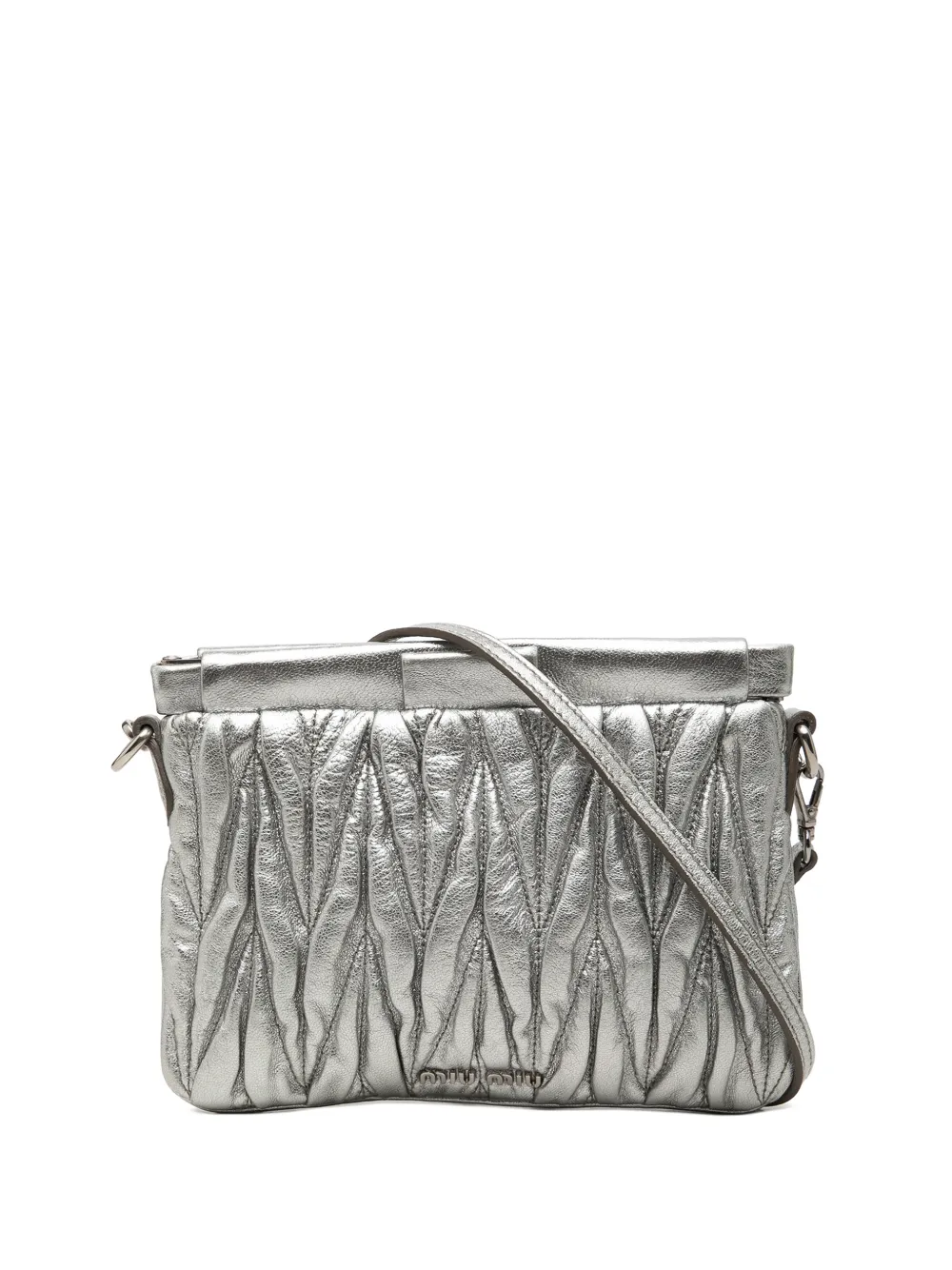 Miu Miu Pre-Owned 2010-2026 Matelasse Metallic Nappa Frame Clutch with Strap crossbody bag - Silber