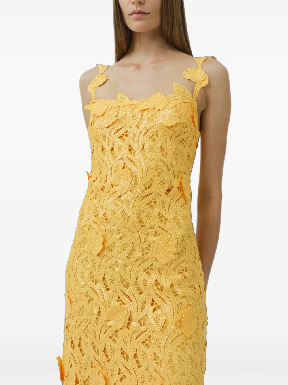 SIMKHAI Marenna sequin-embroidered slim-fit maxi dress Geel