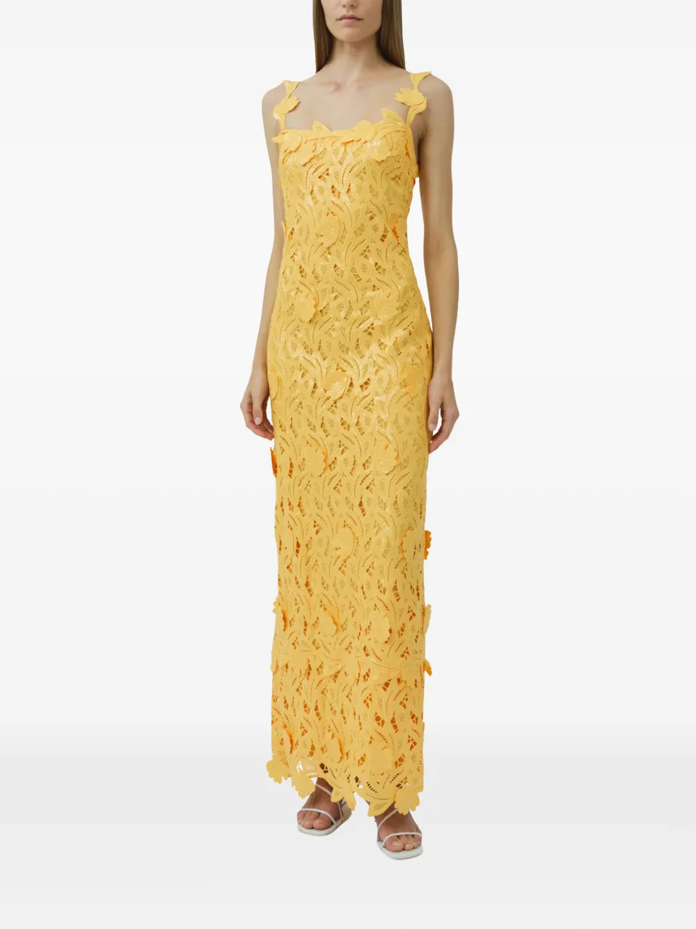 SIMKHAI Marenna sequin-embroidered slim-fit maxi dress Geel