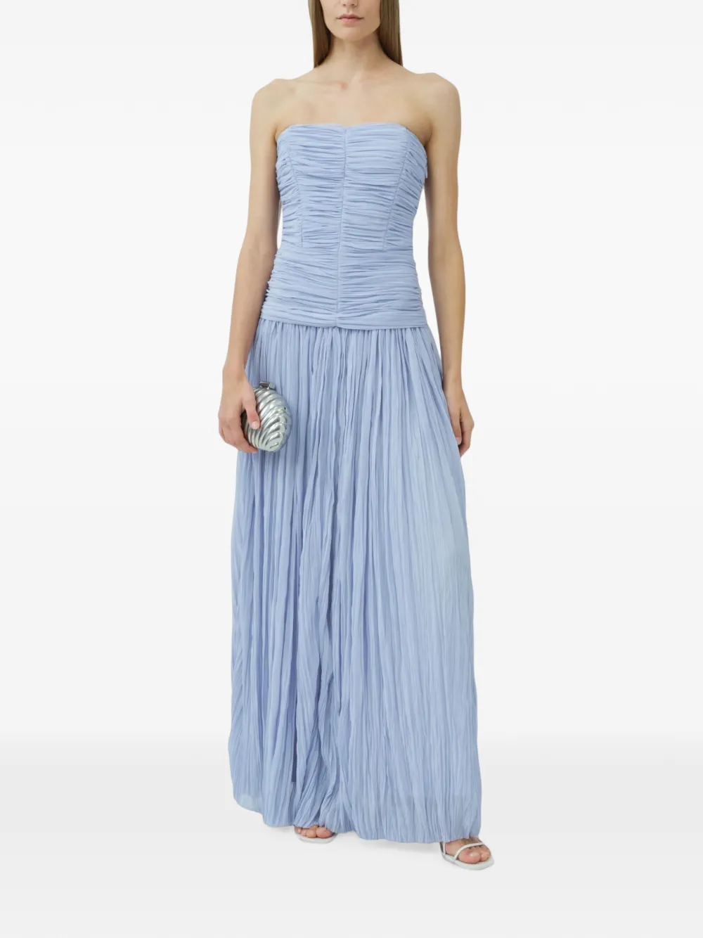 SIMKHAI Danielle bustier maxi-jurk van jersey met gekreukt effect Blauw