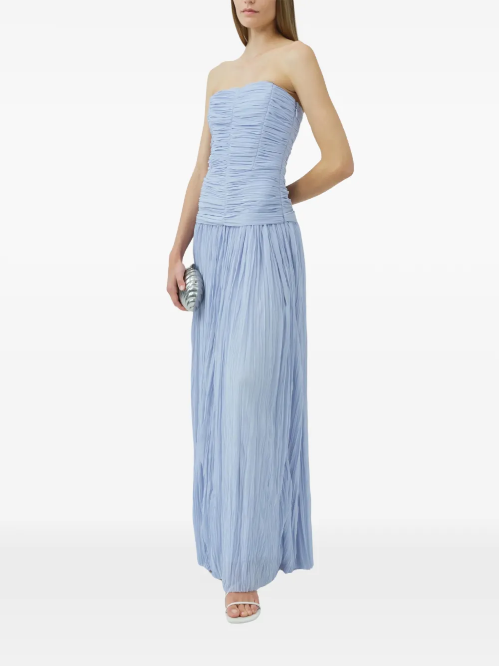 SIMKHAI Danielle bustier maxi-jurk van jersey met gekreukt effect Blauw