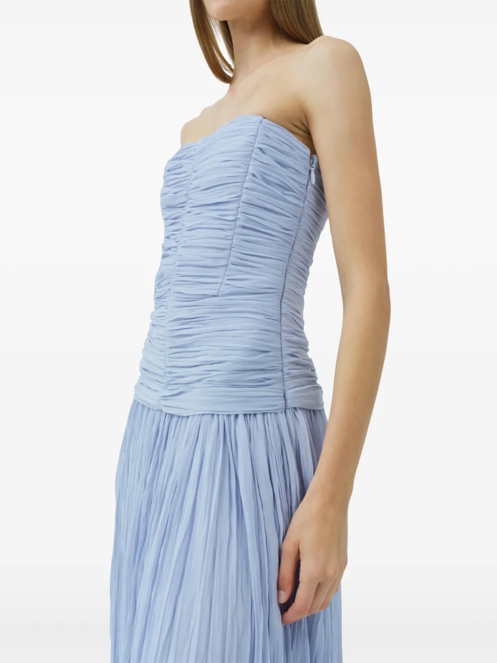 SIMKHAI Danielle bustier maxi-jurk van jersey met gekreukt effect Blauw