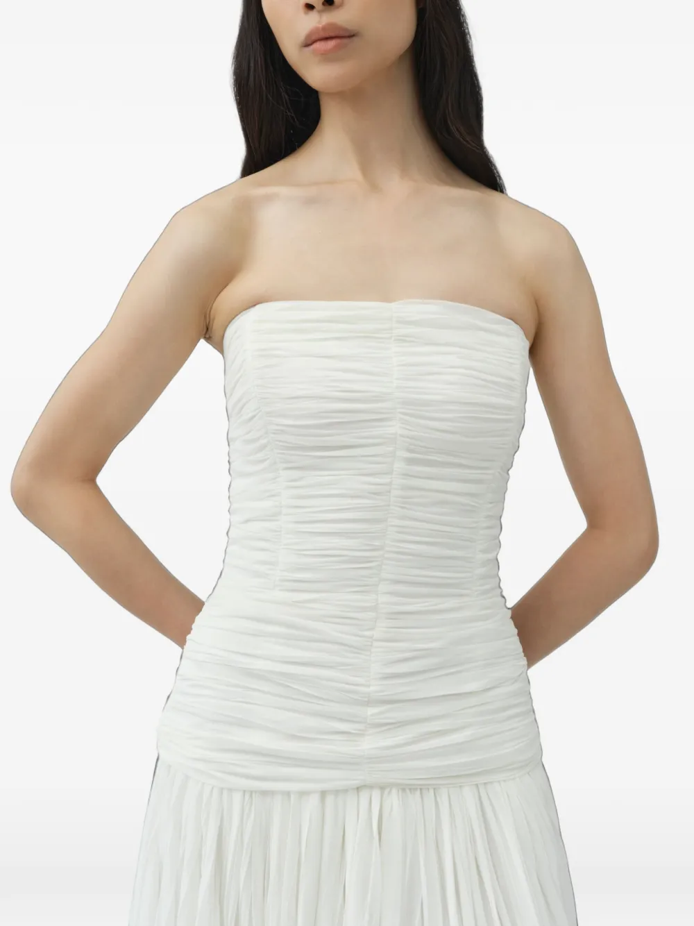 SIMKHAI Danielle maxi-avondjurk van jersey met gekreukt effect Wit