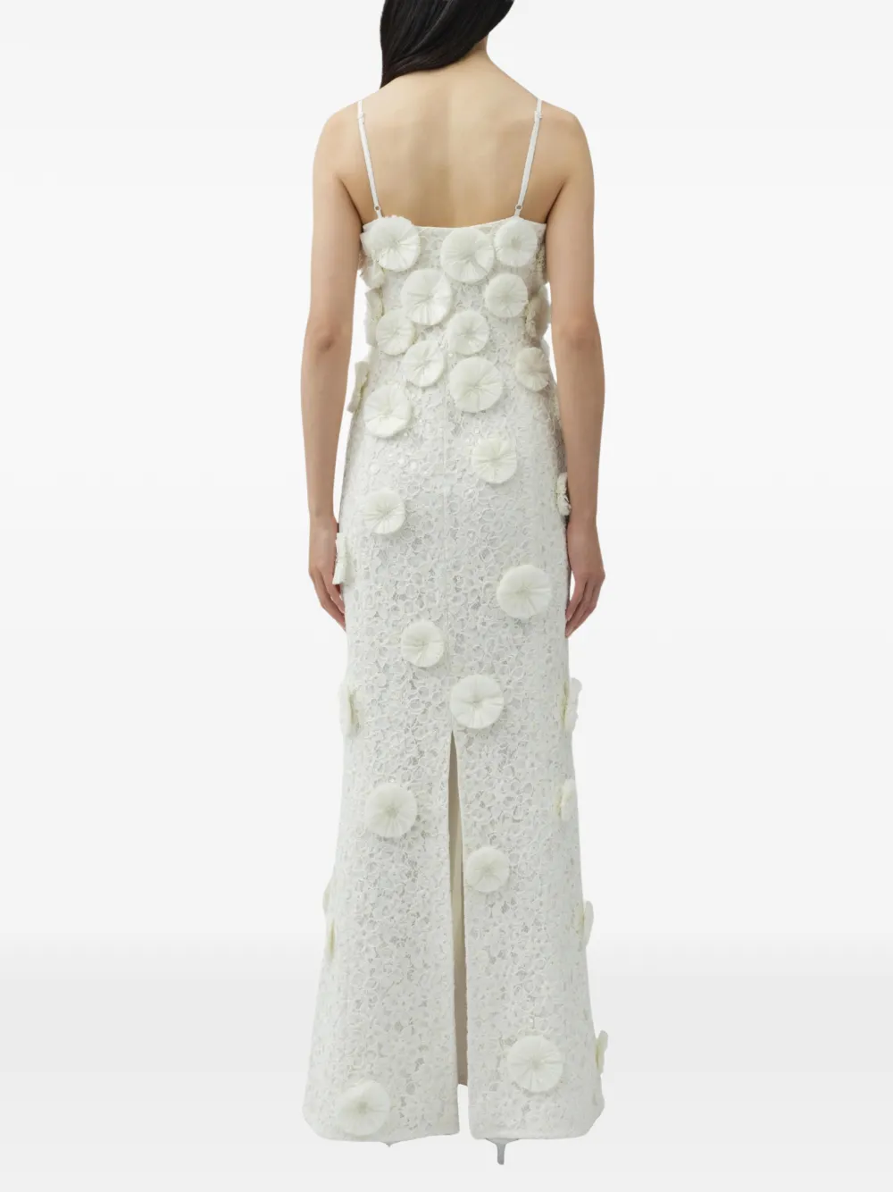 SIMKHAI Maven floral-raffia slim-fit maxi dress Wit