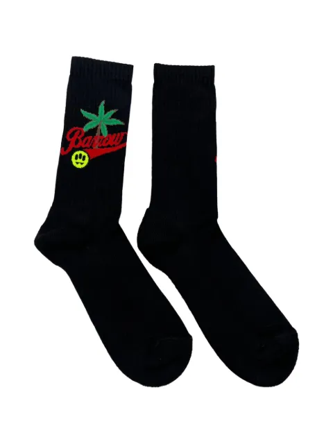 BARROW graphic-intarsia ribbed-knit socks