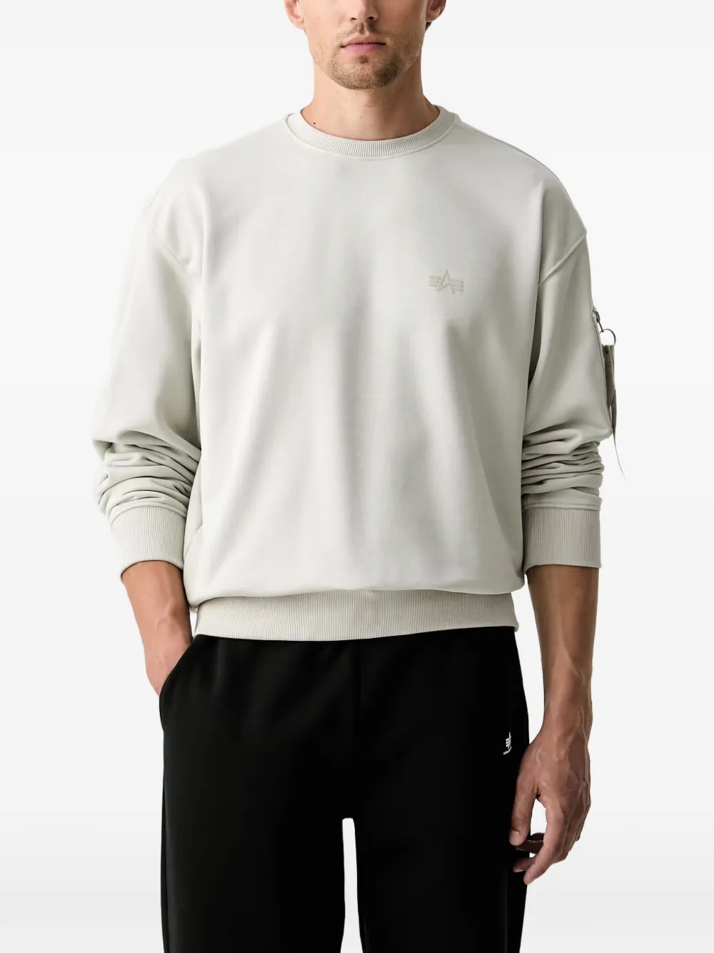 Alpha Industries logo-embroidered zip-pocket sweatshirt - Toni neutri