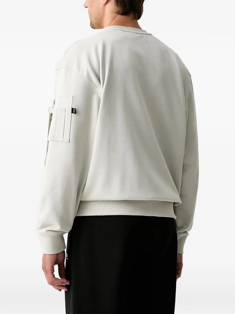 Alpha Industries Sweater met geborduurd logo en ritszak Beige