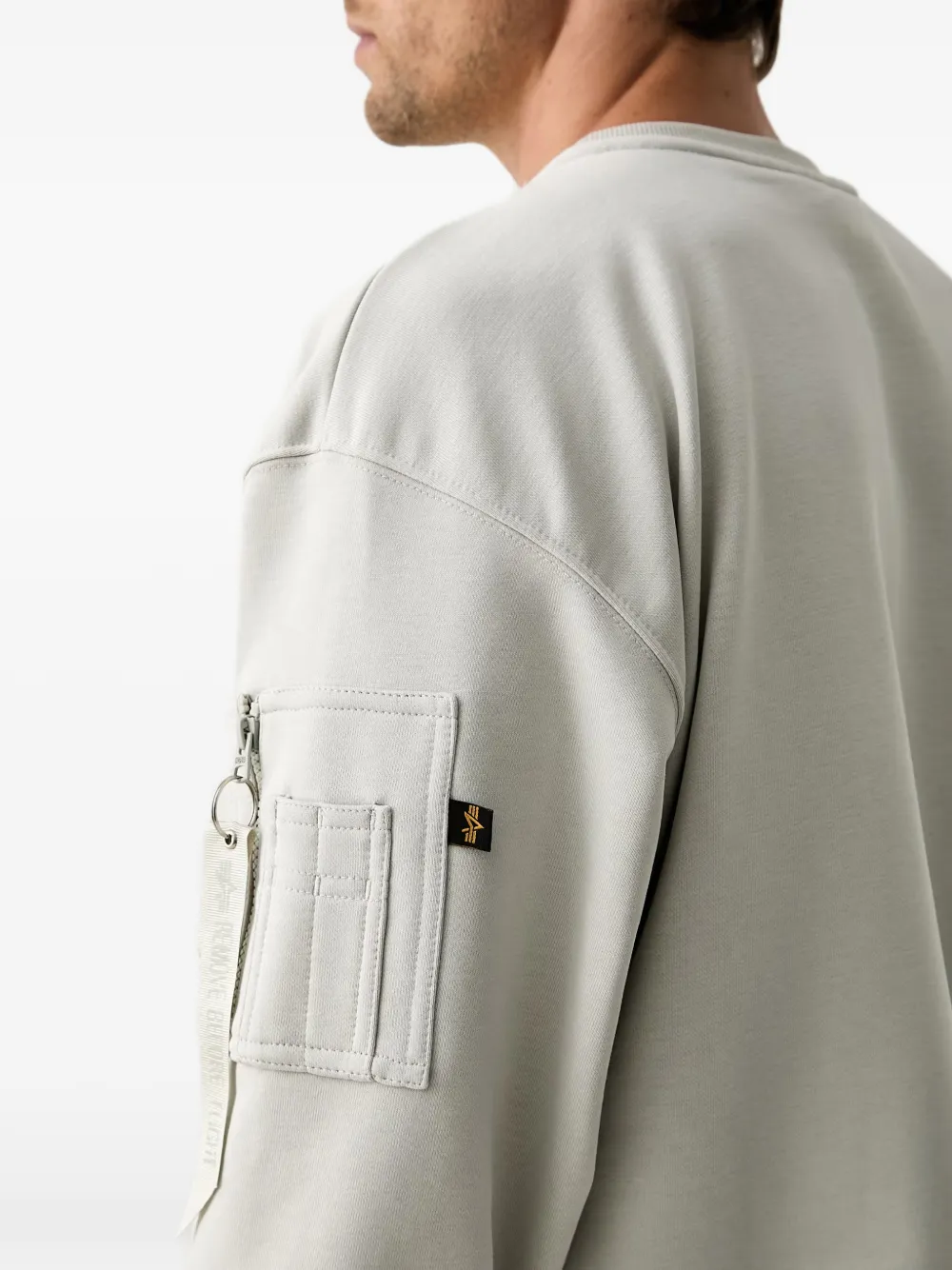 Alpha Industries Sweater met geborduurd logo en ritszak Beige