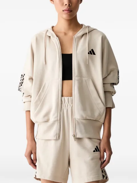 adidas seasonal Essentials animal-print 3-Stripes full-zip hooded track top