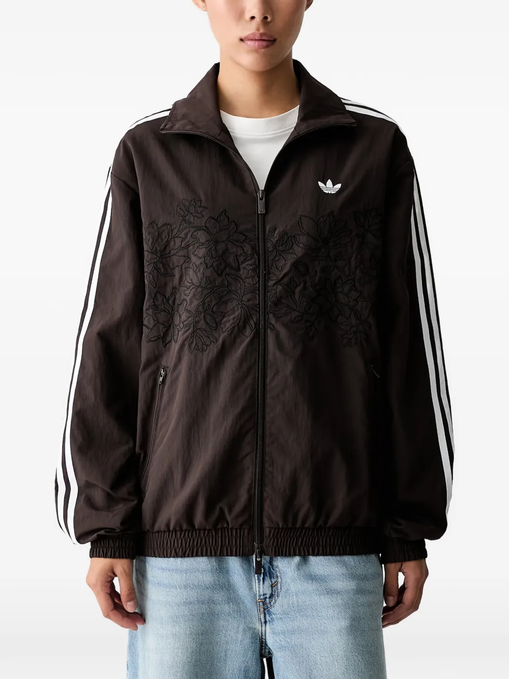 adidas floral GFX Firebird loose track jacket - Marrone