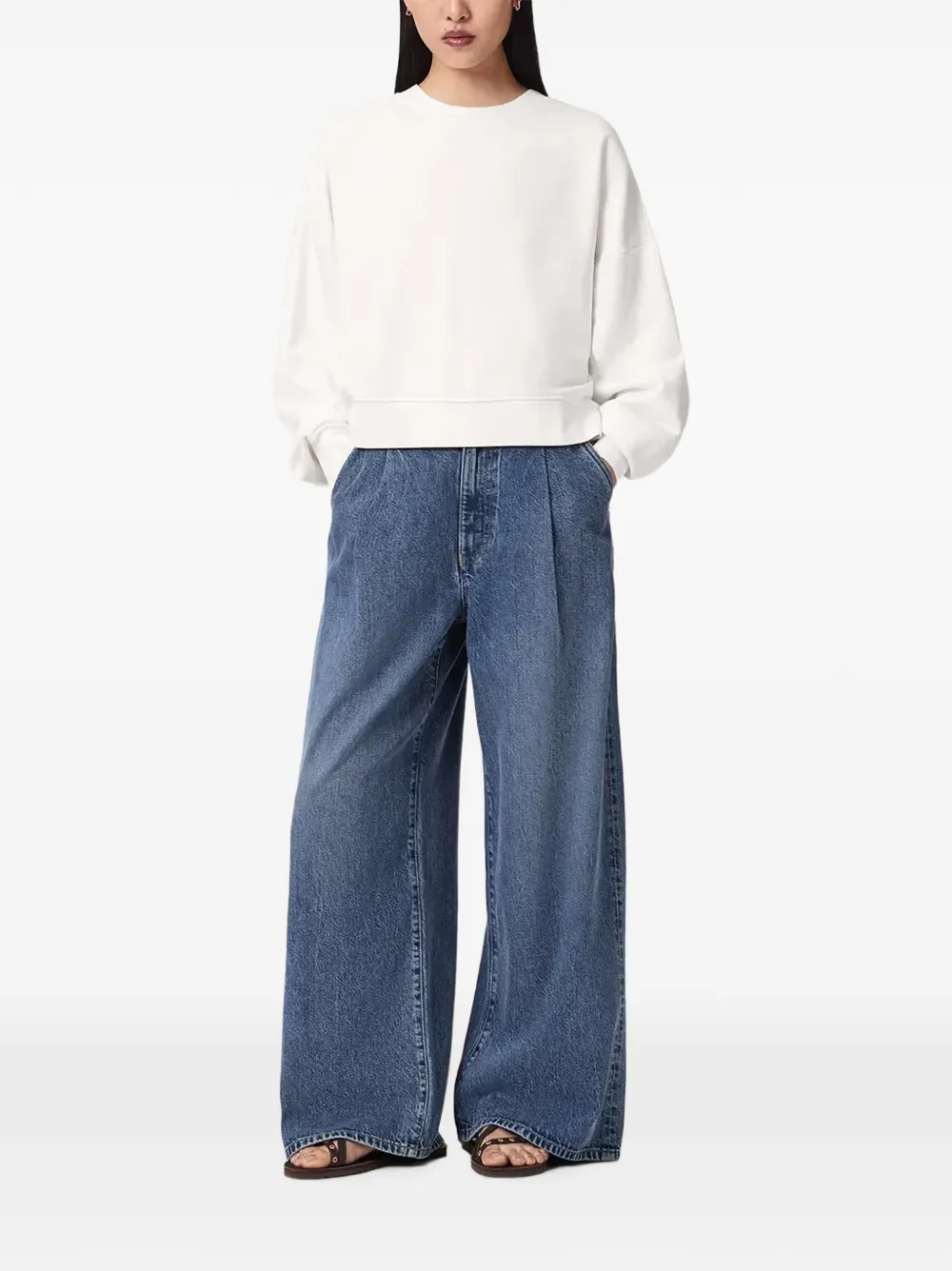 AllSaints Esme Lila oversized sweater met lange mouwen Wit