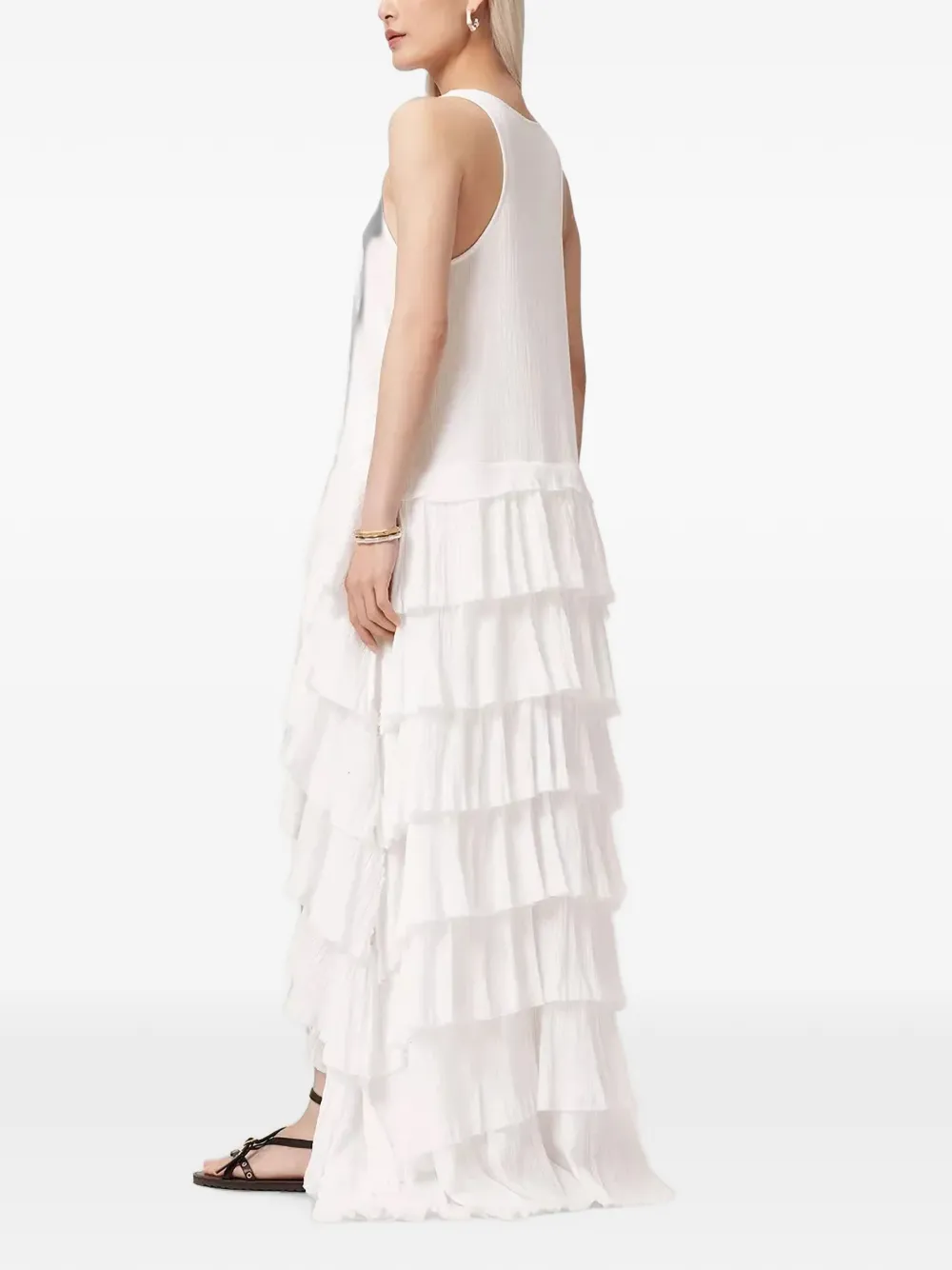 AllSaints Cavarly high-low jurk met ruches Wit
