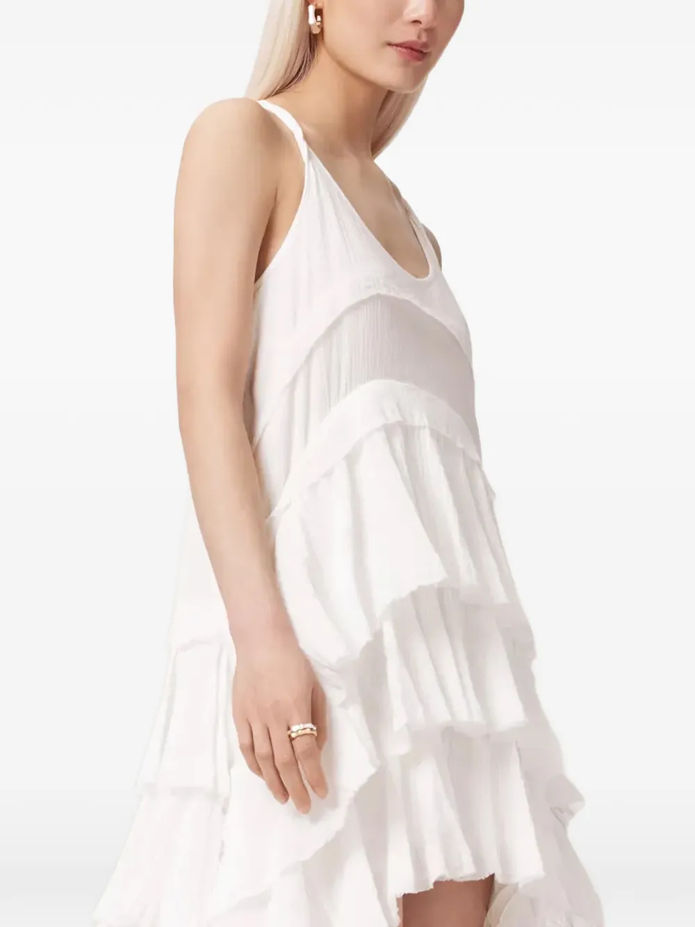 AllSaints Cavarly high-low jurk met ruches Wit