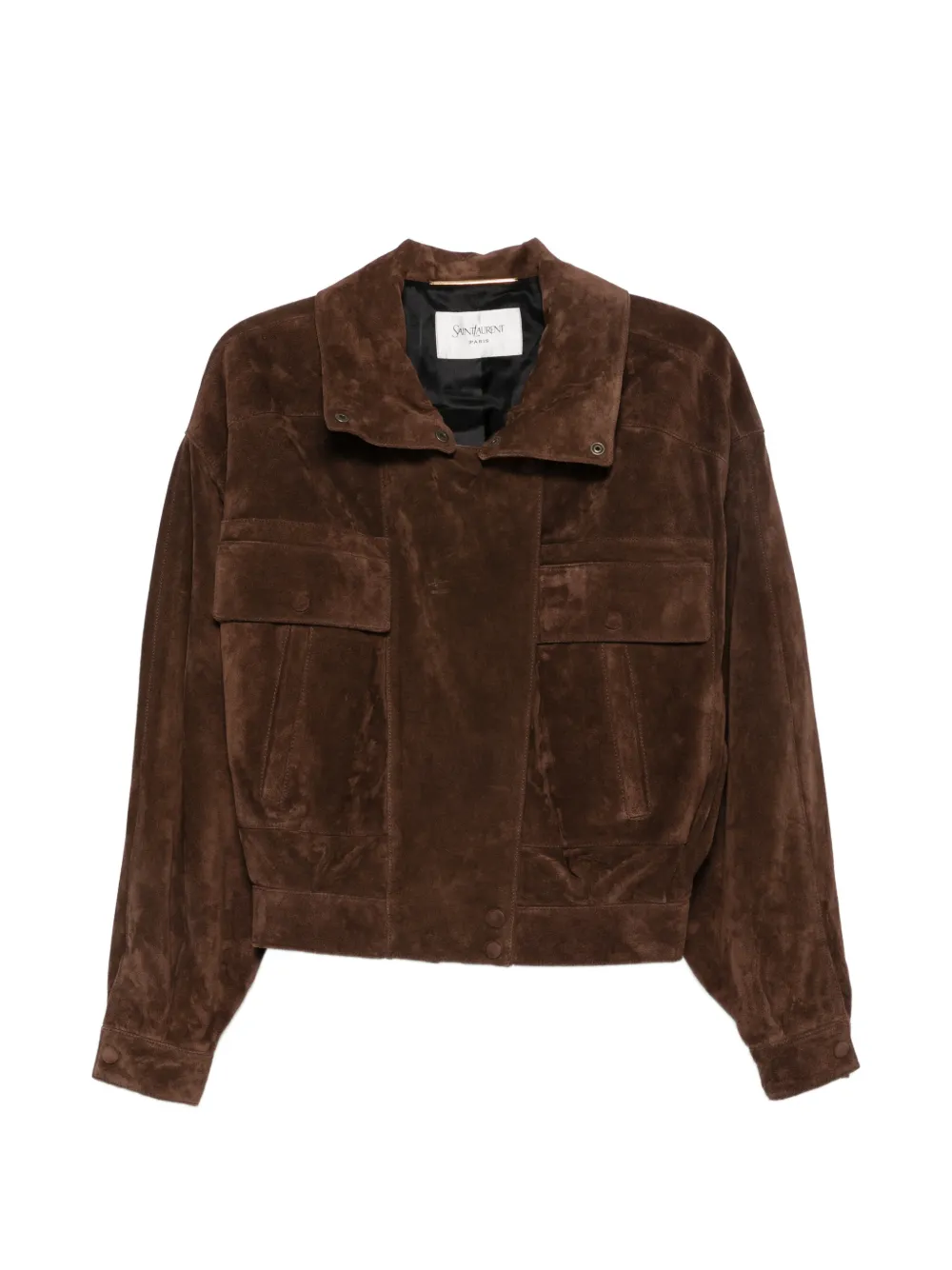 Saint Laurent zipa-fastening suede jacket - Braun