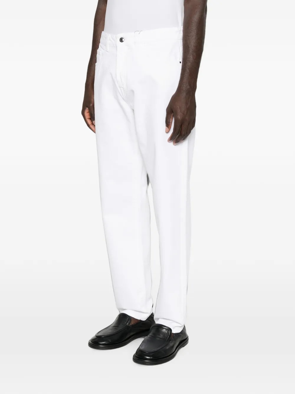 Canali Straight jeans met knoopsluiting Wit