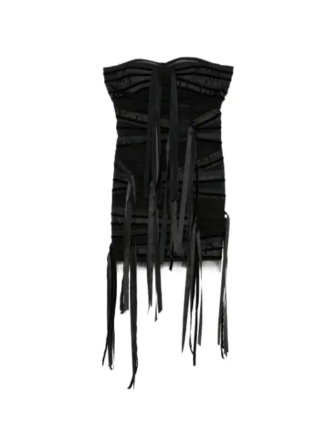 The Attico fringed strapless mini dress