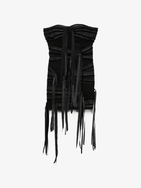 The Attico fringed strapless mini dress
