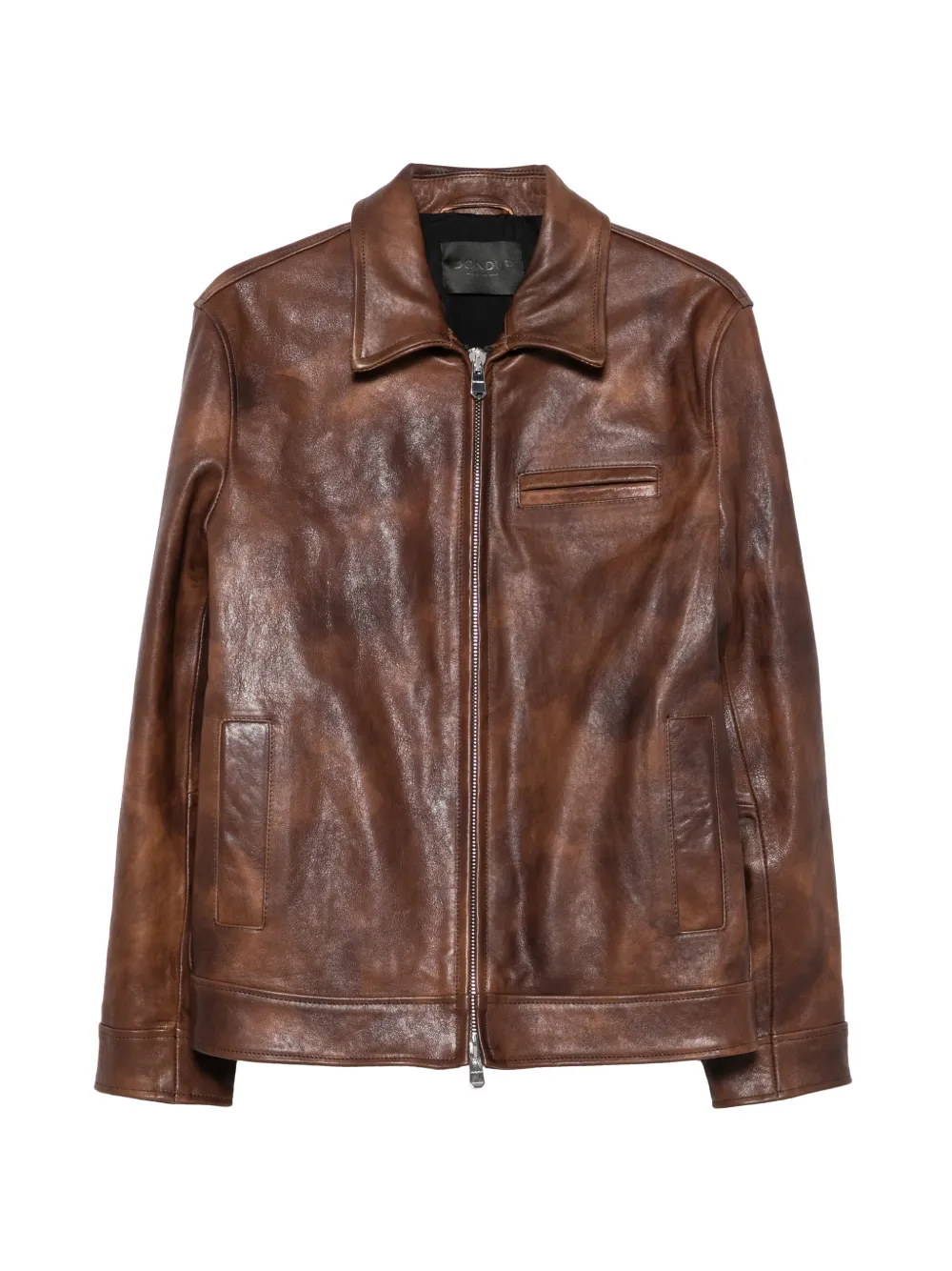 Dondup Distressed Leather Jacket In Brown