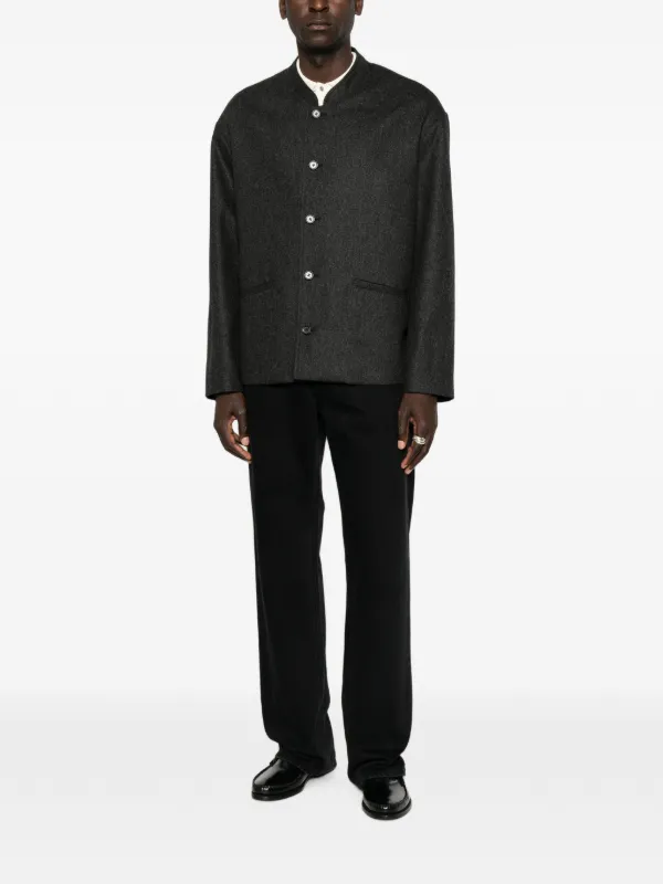 Jil Sander band-collar single-breasted Jacket | Grey | FARFETCH