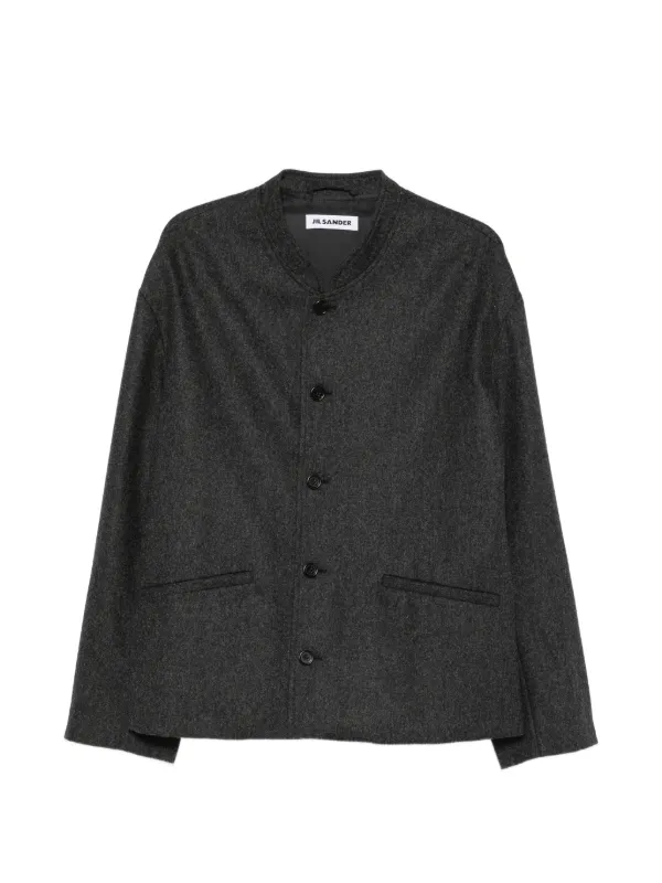 JIL SANDER ブルゾン ダークグレー 46 Jil Sander band-collar single-breasted Jacket | Grey | FARFETCH