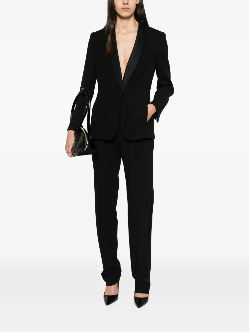 Giorgio Armani Broek met satijnen afwerking Zwart