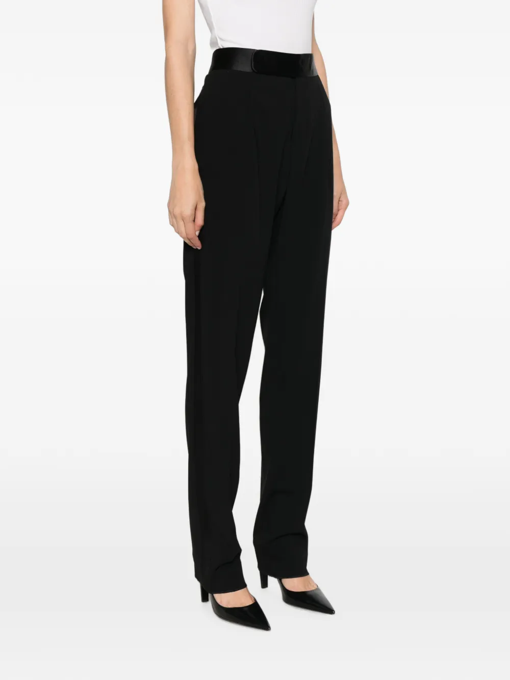 Giorgio Armani Broek met satijnen afwerking Zwart