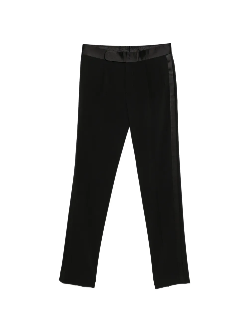 Giorgio Armani satin-trim pleated trousers - Nero