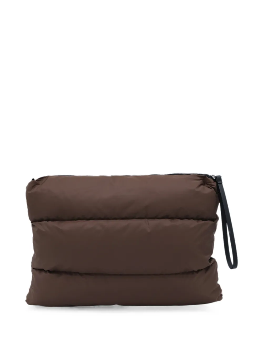 Moncler Gewatteerde clutch met logo-patch Bruin