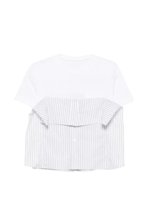 sacai striped ruffled-detail T-shirt