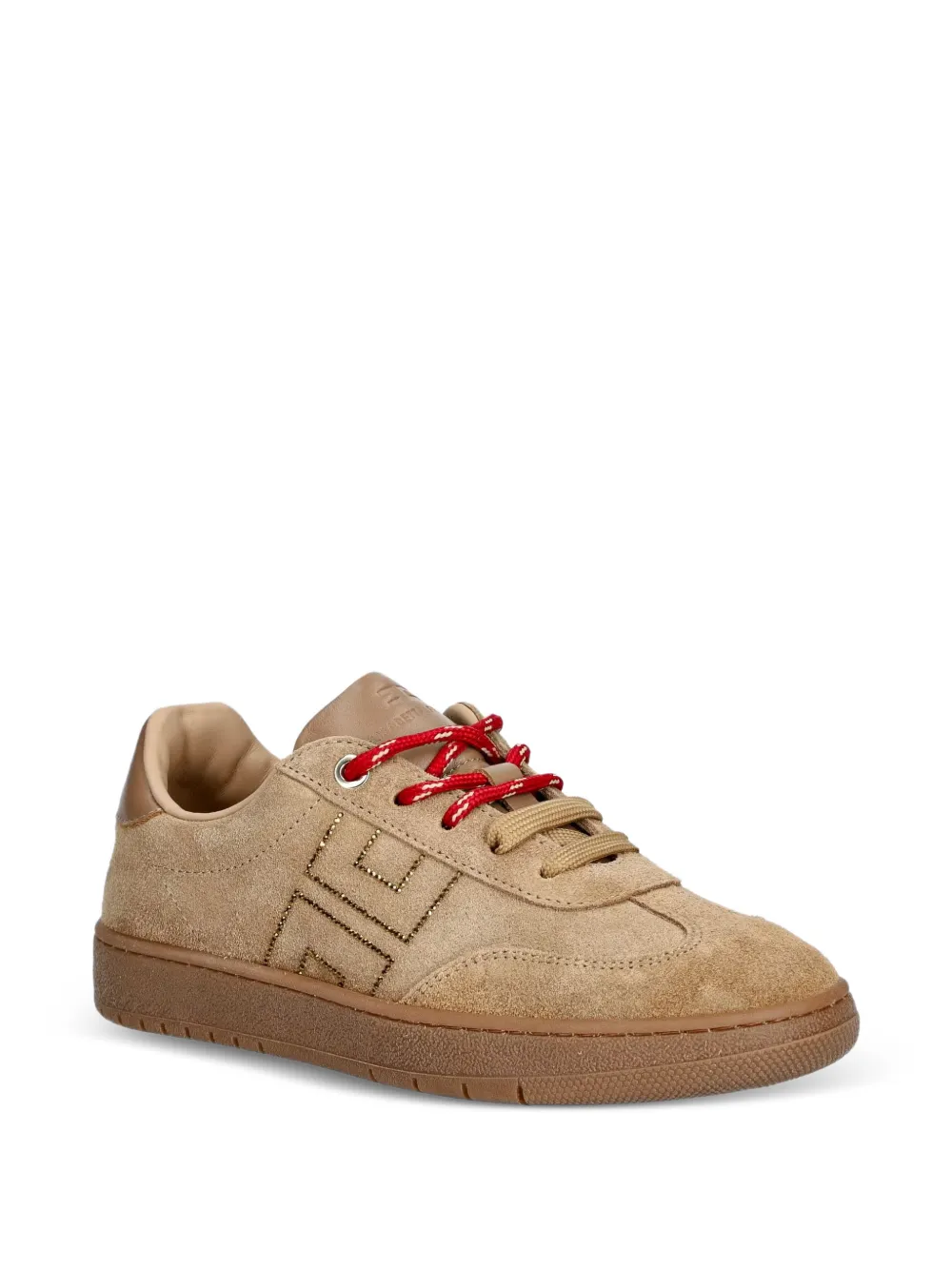 Elisabetta Franchi La Mia Bambina logo-embroidered suede sneakers - Marrone