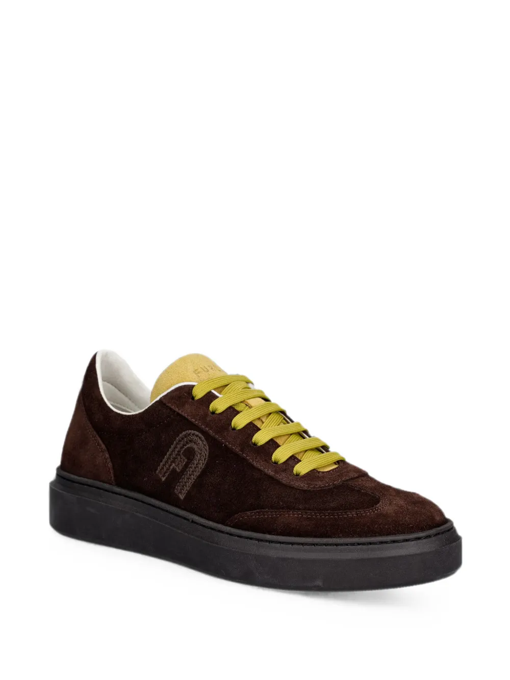 Furla Hype logo-patch suede sneakers Bruin