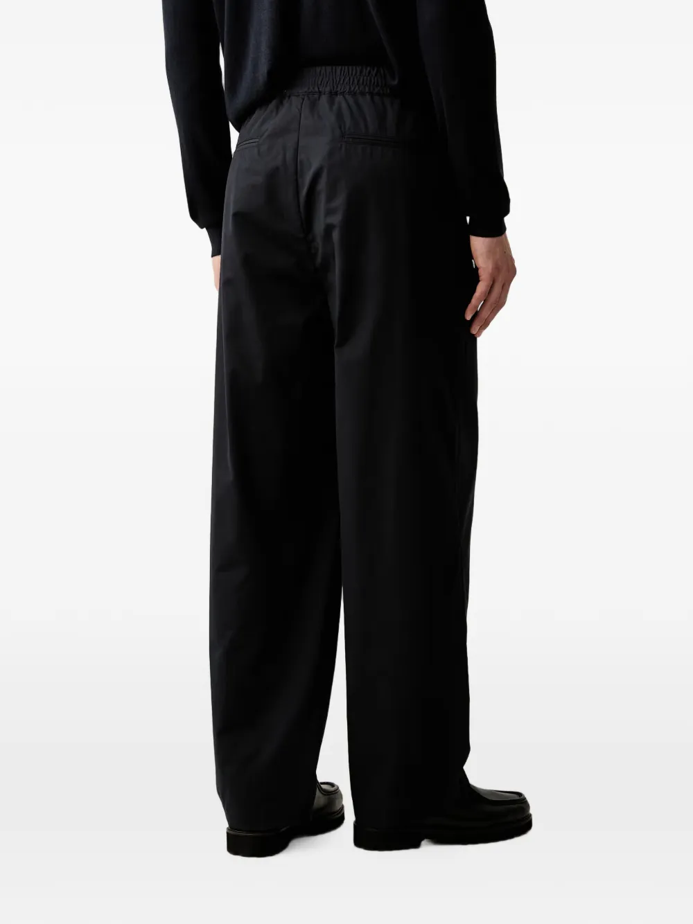 Emporio Armani Regular-fit katoenen-popeline broek met elastische taille Blauw